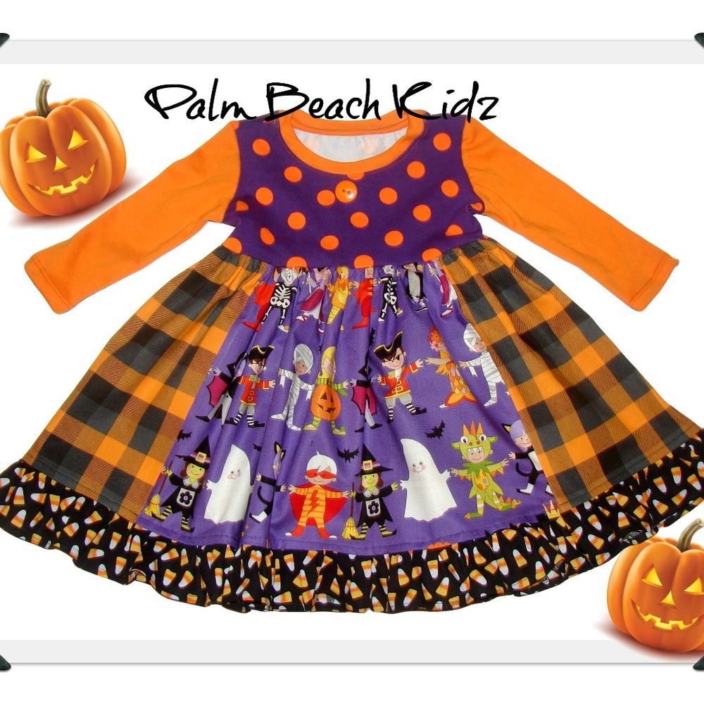 Girls Handmade NWT Halloween Trick or Treat Dress